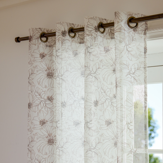 Voilage Colette Motif floral Marron