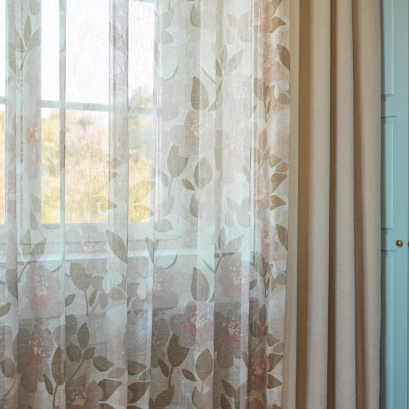 Voilage Aurore Motif floral Camel