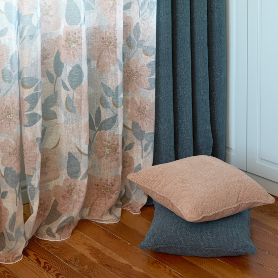 Voilage Aurore Motif floral Bleu