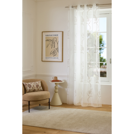 Voilage Velina Motif floral Beige