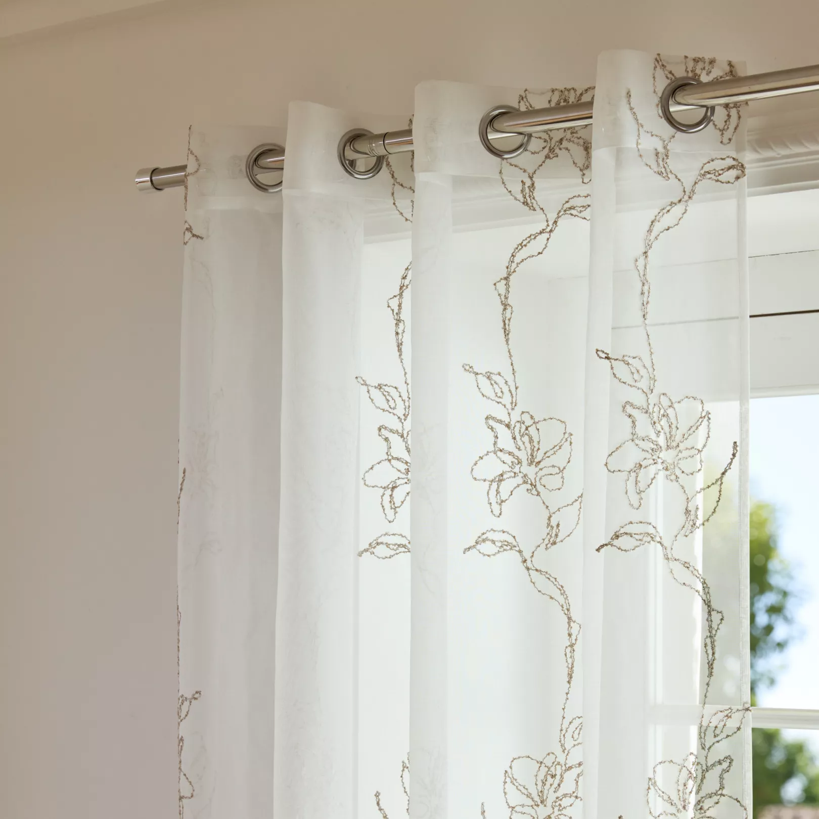 Voilage Velina Motif floral Beige